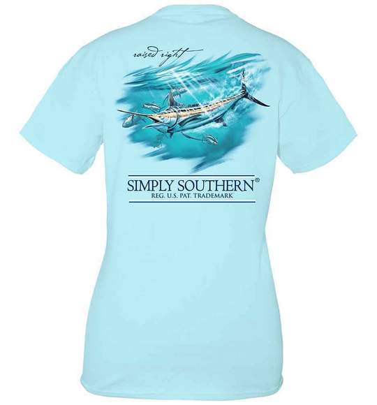Simply Southern Youth T-Shirt - Marlin Deep Sea Fishing - Ice Blue